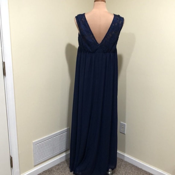 NWT Everpretty Gown Formal Maxi Dress Size 3XL Navy Blue Floral Lace - Picture 5 of 10